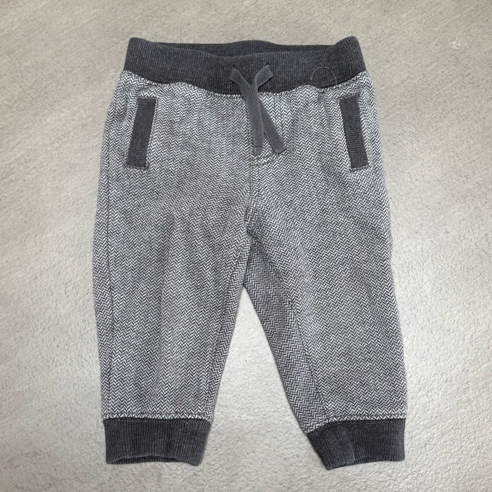 Janie & Jack - black/grey houndstooth baby boys drawstring pants size 6-9 months